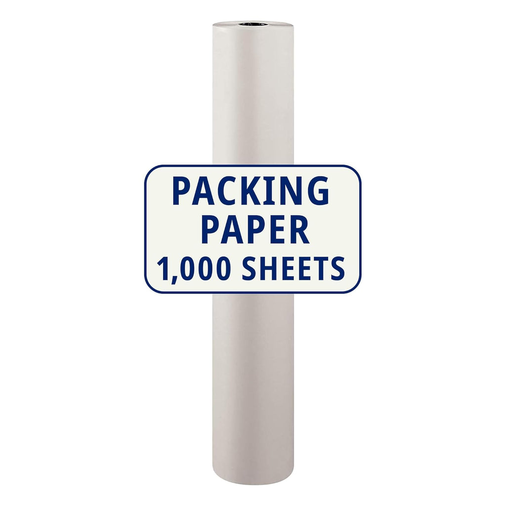 BOX USA Packing Paper Roll 1440'L x 48"W - 1,000 Sheets 17” Long Equivalent - Large White Newsprint for Shipping, Packaging, Storage and Moving Supplies