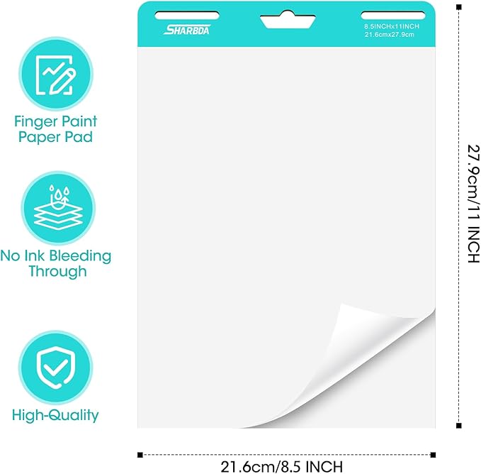 SHARBDA Sticky Easel Pads,Letter-Size,8.5 x 11 inches,Small Chart Paper, 30 Sheets/Pad, 4 Pads, Portable Blank Sheet with Sticky for Classrooms, Drawing, Writing