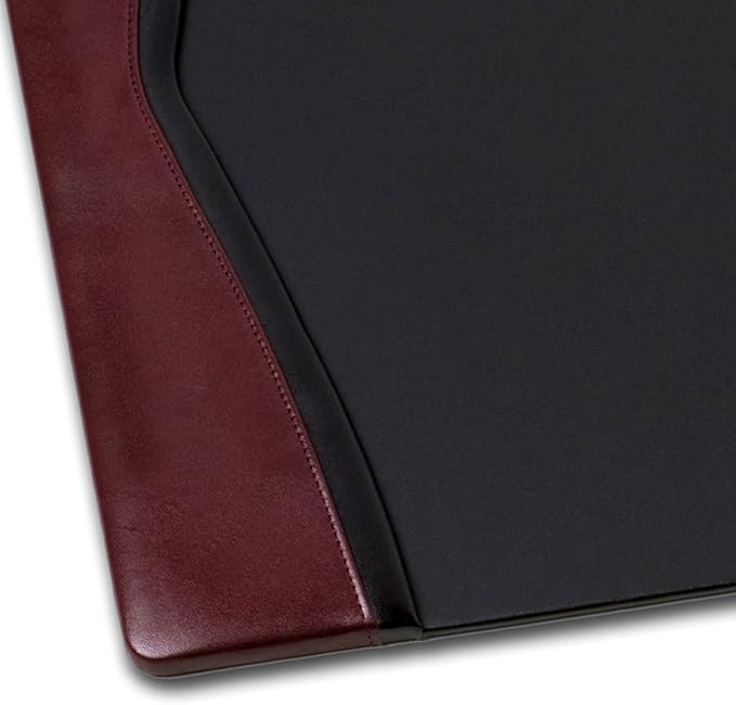 Dacasso Pad with Side Rails Luxury Leather Blotter for Writing-Executive Desk Surface Protector, 25.5" x 17.25", Burgundy