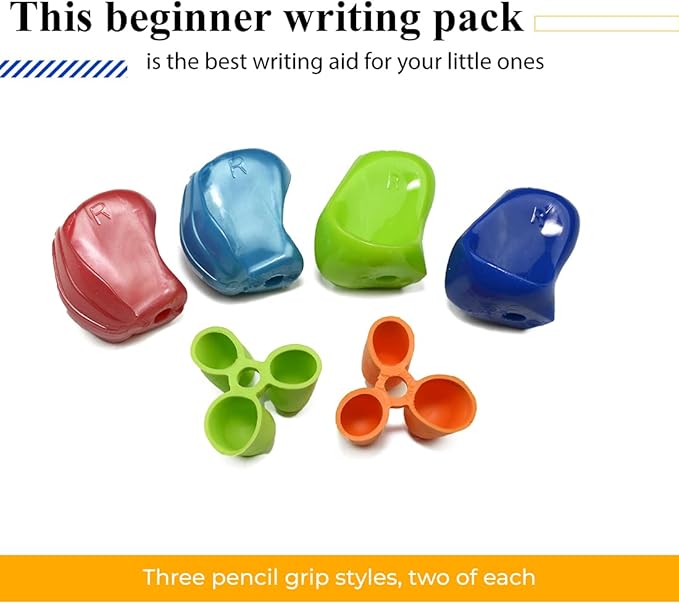 The Pencil Grip Early Childhood Set of 6, Writing Aid Set for Righties and Lefties, Assorted Colors - ECG-006