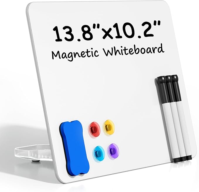 Magnetic Whiteboard for Home Office,Dry Erase Board with Stand, 13.7"x10.2", 3 Markers, 4 Magnets and 1 Eraser, Drawing Board for Kids, Office, School, Classroom,Classroom, School, Office Use