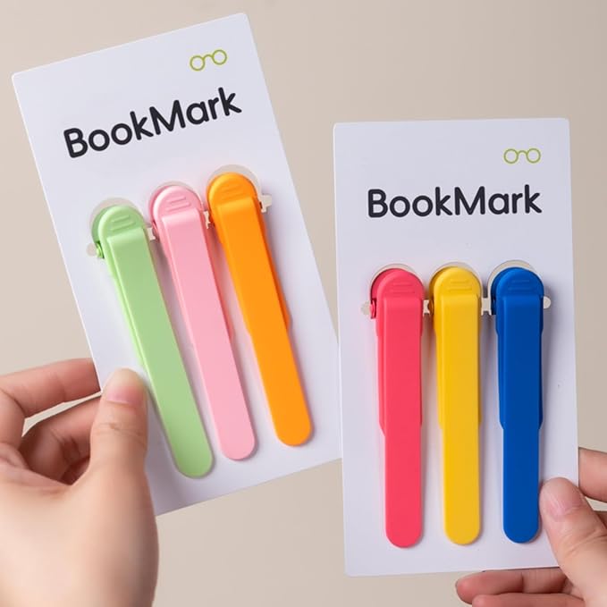 3pcs Silicone Automatic Bookmarks, Book Marks Gifts for Reading Women, Men, Kids, Book Lovers, Readers, Unique Cute Book Accessories, Stay in Place and Follow as You Read