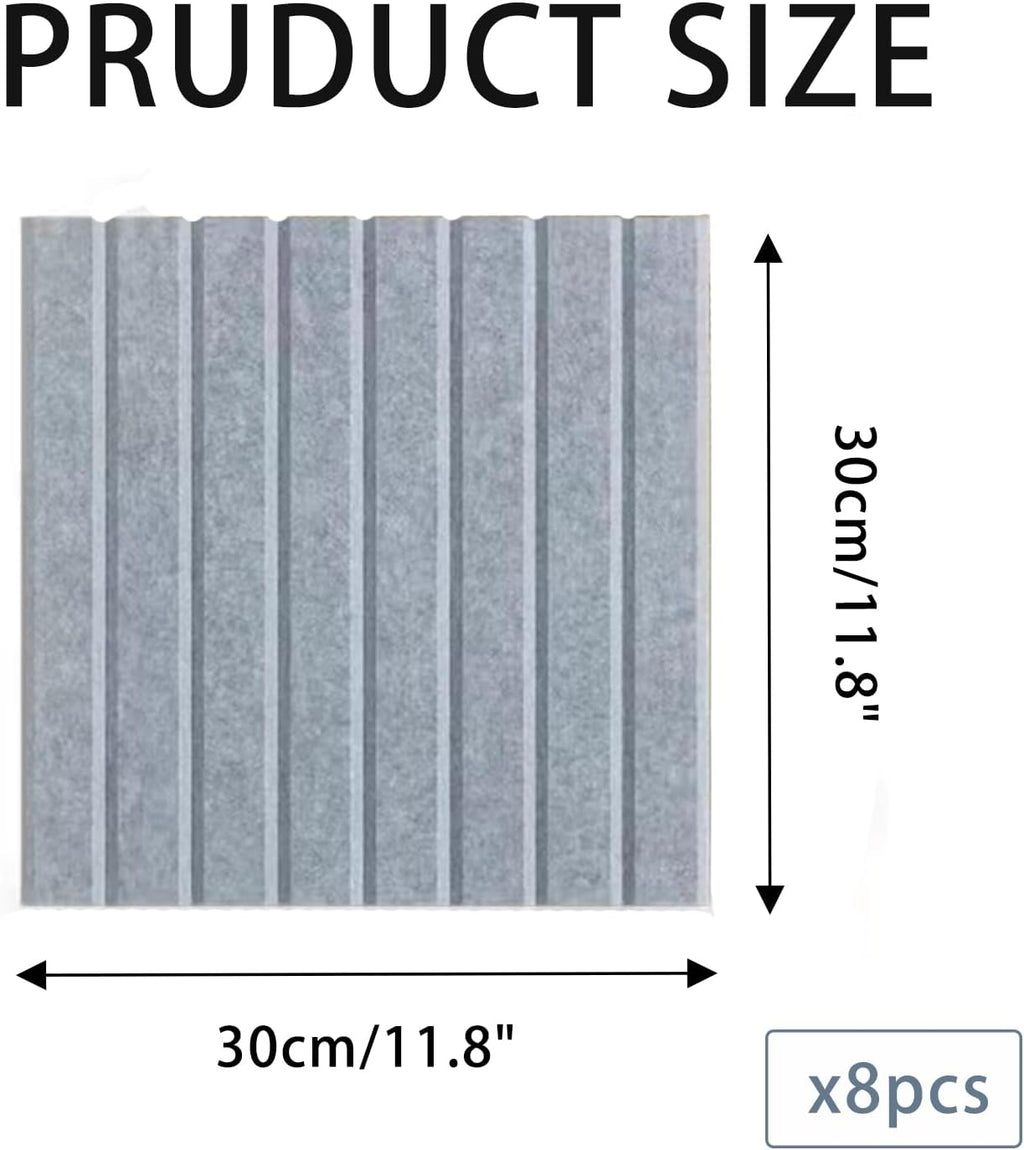 KEYIDE 8Pack 12"x12" Bulletin Boards for Walls, Push Pin Board for Office, Cork Board Alternative for Office, School Slat Wall Paneling (Grey)