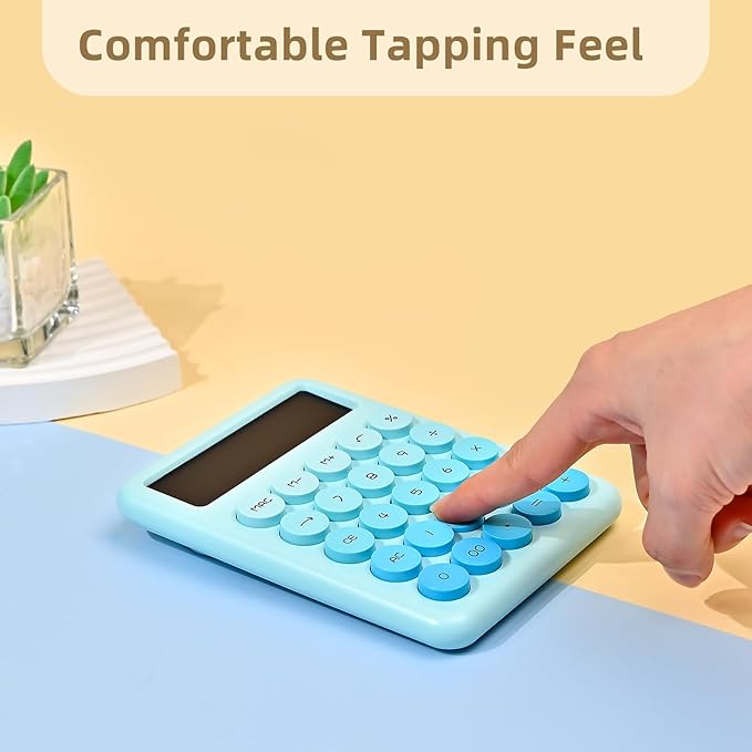 Calculators Desktop, 12 Digit Basic Calculator with Big Buttons, Sensitive Gradient Desk Calculator Large LCD Display for Office Accessories (Blue)
