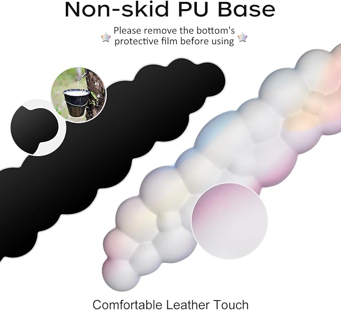 JIKIOU Upgrade Leather Cloud Keyboard Wrist Rest, Cloud Wrist Rest with Non-Slip PU Base, Comfortable Memory Foam Wrist Rest for Computer Laptop Mac Gaming Office and Pain Relief Christmas Wish Gift