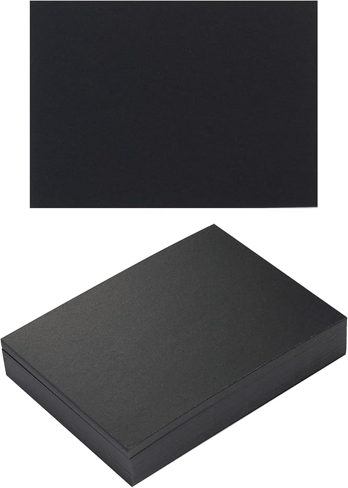 100 Pack Thick Paper Cardstock Blank Heavy Cards Stock for Invitations, Greeting Cards Making, Postcards, Photos, 250GSM Thick Paper (Black, 5x7 inches)
