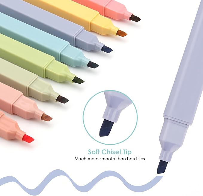 YISAN Highlighters Pastel No Bleed,Assorted Colors Bible Pens,Aesthetic,Soft Tip for Book,Journal,70948