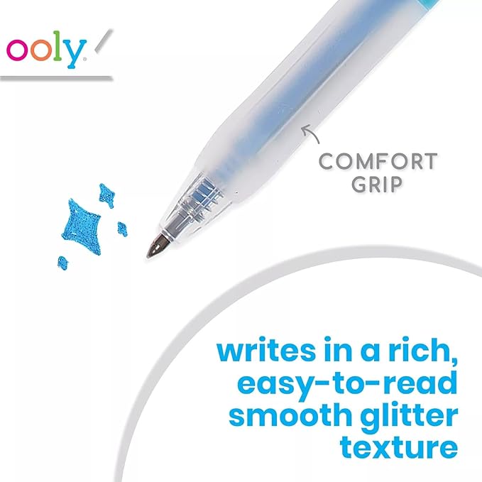 Ooly Oh My Glitter Gel Pens - Easter Activities for Kids, Set of 4 Cute School and Art Supplies for Girls, Planner Pen with Comfort Grip, Ideal Retractable Glitter Pens for Decorations & Office Use