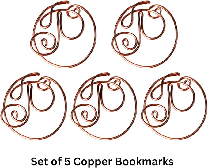 Personalized Initial Copper Bookmark, Set of 5, Handmade Copper Gift for Her, Him, Couple on Birthday, Wedding Anniversary, Alphabet Bookmark (P)