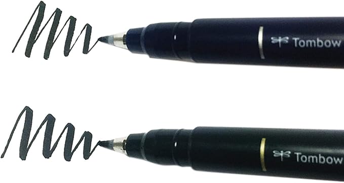 Tombow 62038 Fudenosuke Brush Pen, 2-Pack. Soft and Hard Tip Fudenosuke Brush Pens for Calligraphy and Art Drawings
