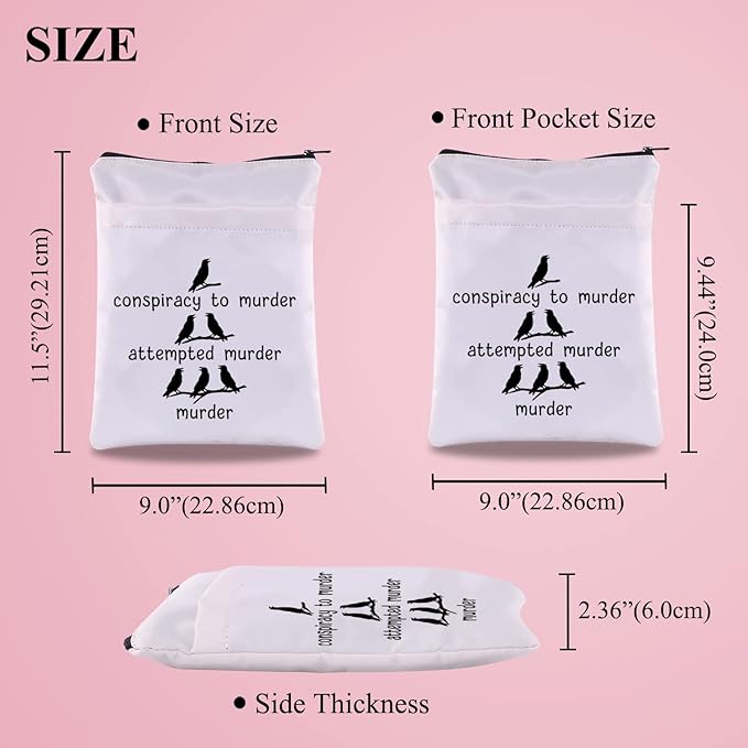 G2TUP Edgar Allan Poe Inspired Gift Attempted Murder Book Sleeve Raven and Crows Book Covers True Crime Gift Literature Gift Zipper Book Protector (Attempted Murder BS)