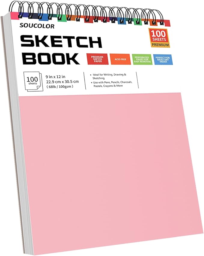 Soucolor 9"x12" Sketch Book 2-Pack: Easter Basket & Holiday Art Supplies for Kids Ages 5-15, Teens & Adults, Creative Gift Set for Birthdays, School Projects, and All-Season Crafting