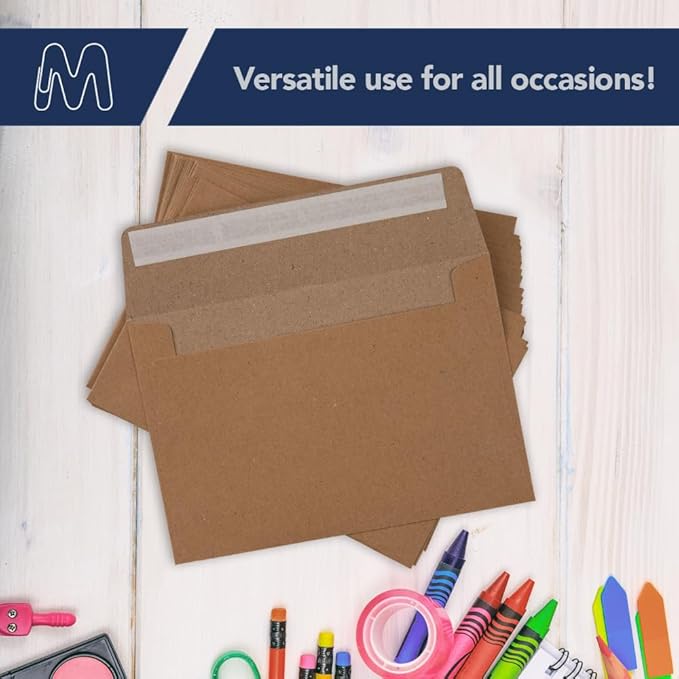 MOS A1 Invitation Envelopes – 3-5/8" x 5-1/8" Kraft Mailing Envelopes Self Seal (500 Count) – 120GSM/ 32LB Bond Heavy Duty – Gift Card, Business, Wedding, Card