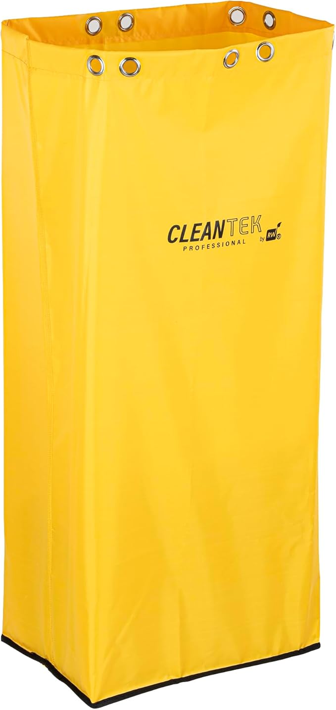 Restaurantware-Janitor CART Bag ONLY: Clean Tek Professional 16.93 x 10.63 x 29.53 Inch Janitorial Cart Bag, 1 Heavy-Duty Bag - Janitor Cart Sold Separately, Durable, Yellow Plastic Replacement Bag