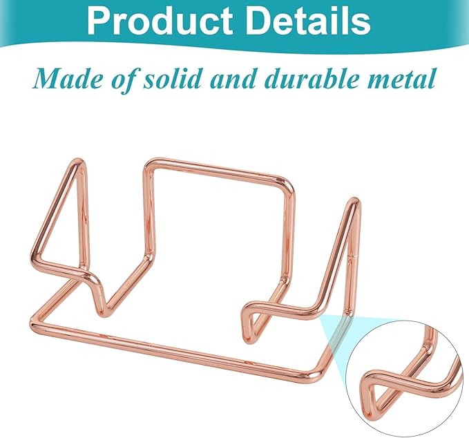 Rose Gold Business Card Holder for Desk, Metal Desk Business Card Holder Display Stand for Women, Fits 50 Business Cards, 1 Pack