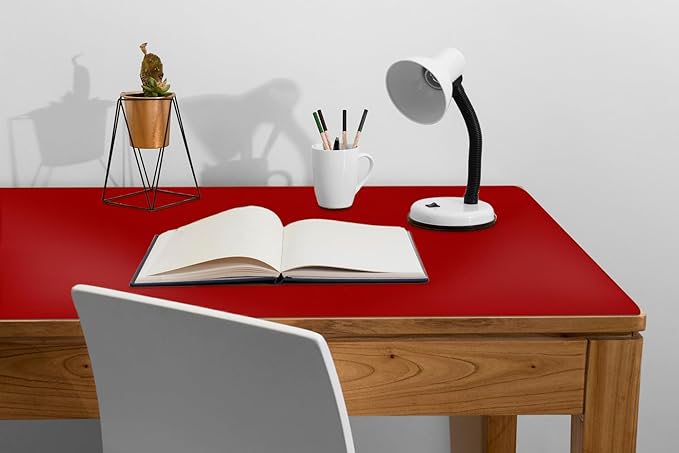 Boutilon Leather Desk Pad 47"x 24" Non-Slip Mouse Pad,Business Desk Pad,Extended Table Protector for Keyboard and Mouse,Desk Writing Pad for Office Home Working Decor (XXXL-Red)