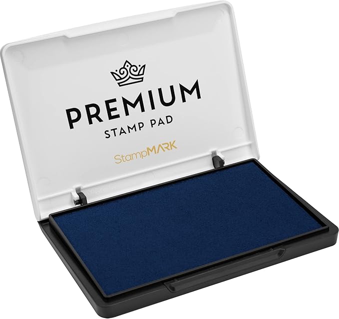 Premium Stamp Pad Medium Size 3" x 4" - for Traditional Rubber Stamps - Felt Pad Blue Color