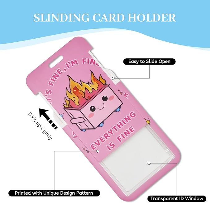 Lanyards for Id Badges, Dumpster on Fire Badge Holder with Retractable Reel Clip, Funny Work Name Tags Keychain Lanyard ID Card Protector Cover Case for Women Teacher Nurse Doctor Office