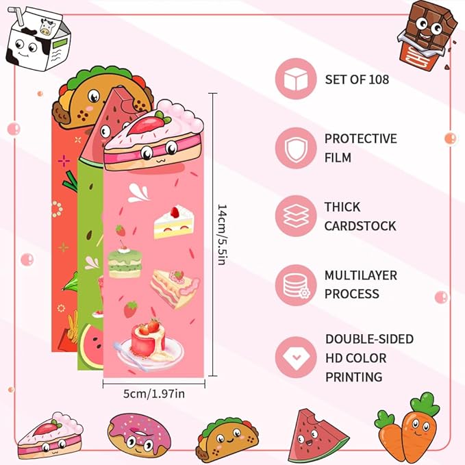 Book Marks, 108 Pcs Bookmarks for Kids, Book Marks for Reading, Kids Bookmarks, Cute Bookmarks, Bookmarks for Book Lovers, Classroom Prizes Elementary, Classroom Rewards, Book Markers for Girls