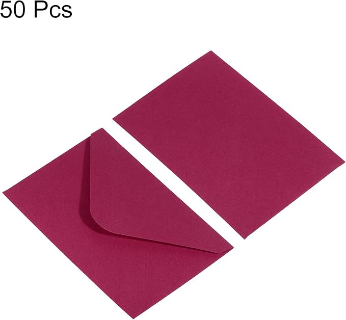 PATIKIL Mini Envelopes, 50 Pack Gift Cards Business Cards Envelope for Invitation Graduation, Dark Red