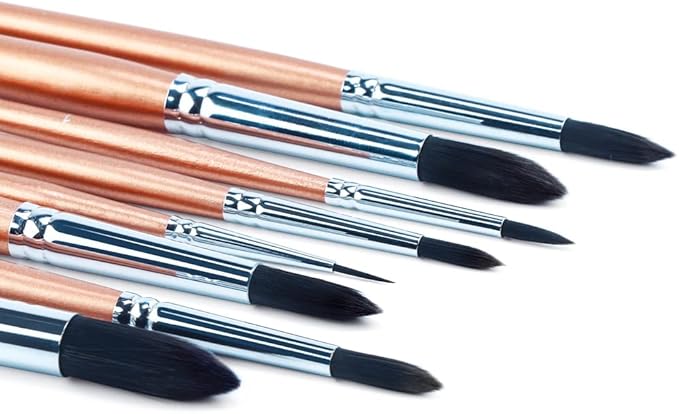 Transon 8pcs Round Watercolor Paint Brush Set Goat Hair for Watercolors,Acrylics,Inks,Gouache,Oil and Tempera