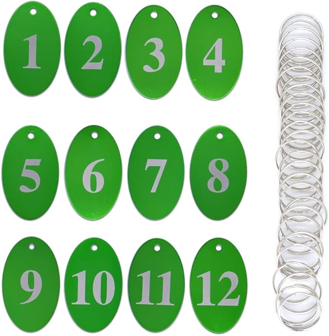 StayMax Aluminum Alloy Oval Number Tag Key Tag with Key Rings