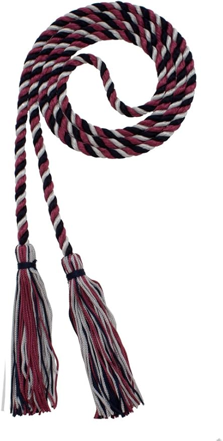 Tassel Depot Graduation Honor Cord - Navy/Maroon/Gray - Every School Color Available - Made in USA