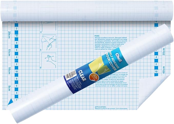 Chell Clear Contact Paper Roll for Books, 17.5 in x 30 ft Clear Self Adhesive Book Cover Paper Protector