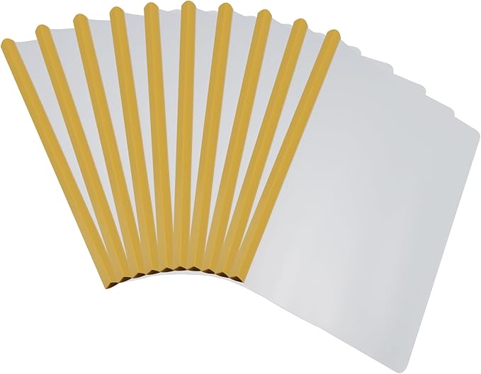 PATIKIL Clear Report Covers with Sliding Bar, 10 Pcs 15mm Slide-Grip Resume Covers 135 Sheets Capacity, A4 Presentation Folders for File, Resume Yellow