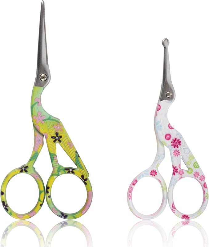 Stork Bird Rounded Safety Tip Embroidery Craft Stainless Steel Crane Scissors - Assortment C - 20 Pairs