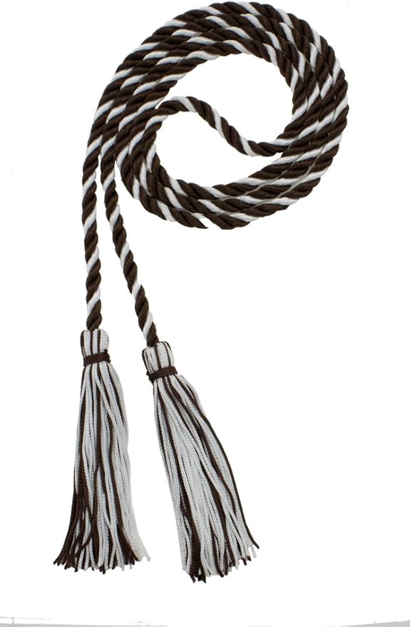 Tassel Depot Graduation Honor Cord - Brown/White - Every School Color Available - Made in USA