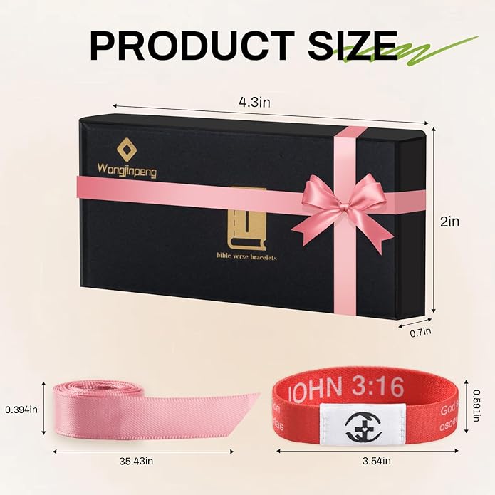 2 Pcs Bible Verse Bracelets，Daily Bible Verse Bracelet，Prayer Hope Bible Bracelets, Christian Gifts for Women , Graduation Gift，Inspirational Religious Gifts, Comes With A 35-inch Ribbon Bow