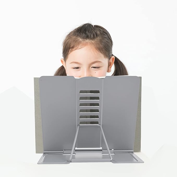 Metal Book Stand - Adjustable Holder for Reading (Full Grey)