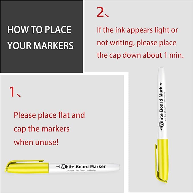 SFAIH Dry Erase Markers Fine Tip - Whiteboard Markers 48 Pack 12 Assorted Color, Fine Tip Dry Erase Markers For Kids Adults, Color Markers for Classroom