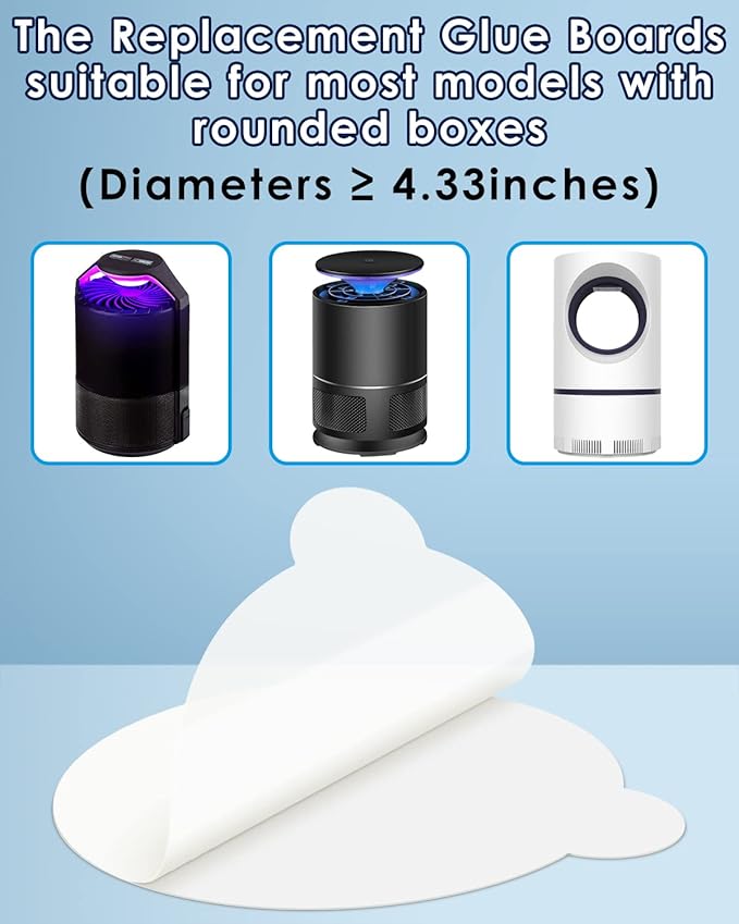 25Pack 4.3 Inches Replacement Glue Boards, Refillable Glue Boards Round Sticky Compatible for Katchy, Fenun, FVOAI, MOAHUNT Most Models Indoor Outdoor Lamp