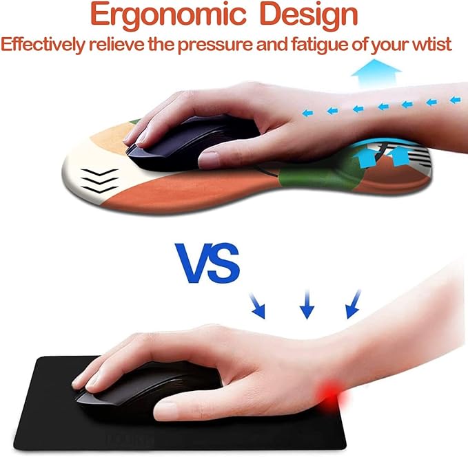 DOOKE Ergonomic Mouse Pad with Wrist Support and,Mouse Pads with Non-Slip PU Base for Home Office Working Studying Easy Typing & Pain Relief Leaves