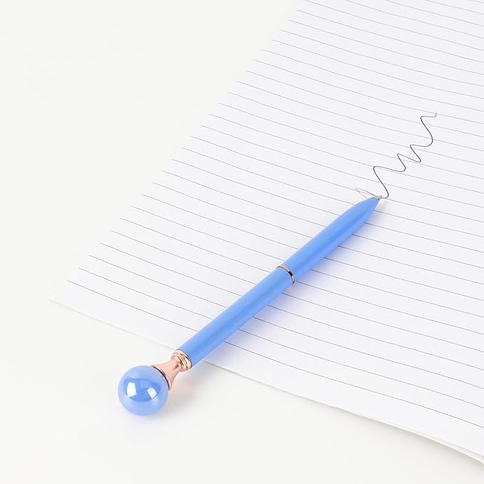 6 Pieces False Pearl Decoration Twist Metal Ballpoint Pen Ball Pen 1.0 MM Black Ink