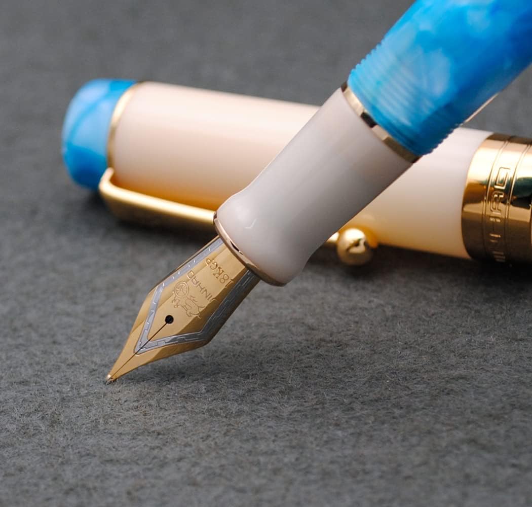 JINHAO 100 Fountain Pen with Ink Converter (Medium Nib 0.7mm, Sky Blue-B)