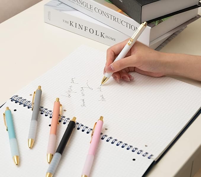 Pens, Pens Fine Point Smooth Writing Pens, Personalized Ballpoint Pens Bulk, Flair Colorful Pens, Black Ink 1.0 mm Journaling Pen, Office Supplies for Women & Men, Note Taking(6-pack)
