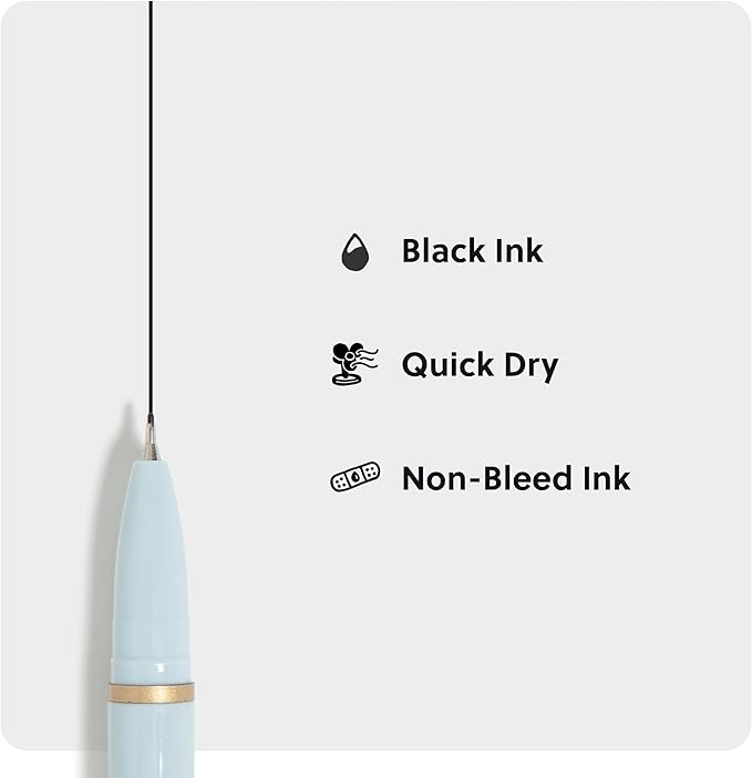 U Brands Catalina Felt Tip Pens, Set of 6, Classic Pretty Pastels with Gold Details, Medium (0.7 mm) Point, Black Ink