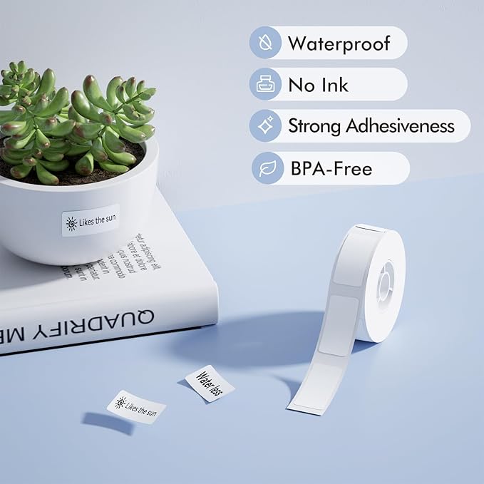 NIIMBOT Label Maker Tape for D11/D110/D101 Label Maker, 15 x 30 mm (0.59'' x 1.18'')-210 Tapes/Roll for Home Office Labeling Tape Replacement, White