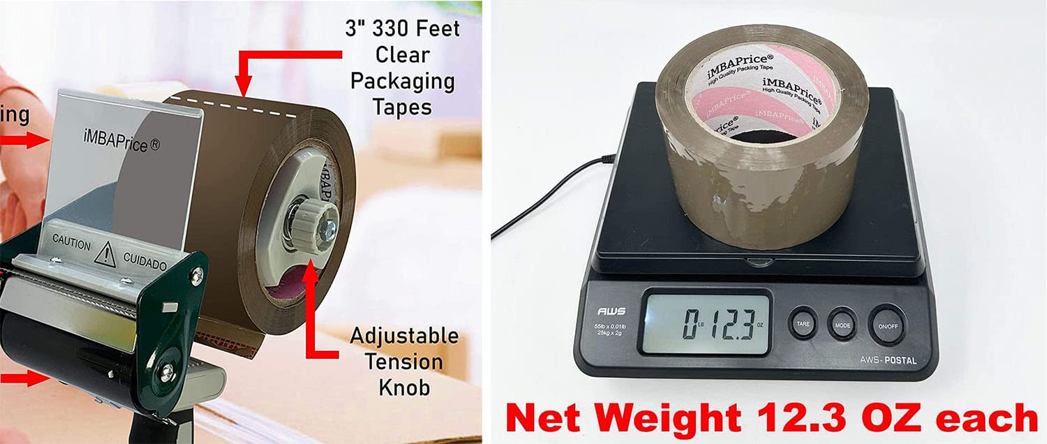 iMBAPrice 3-Inches Brown/Tan Color Shipping Packaging Tape 6 Roll of 110 Yard (6 x 330 Feet) Long 3" Packing Tape for Sealing Boxes, Packaging Parcels, Moving and Storage