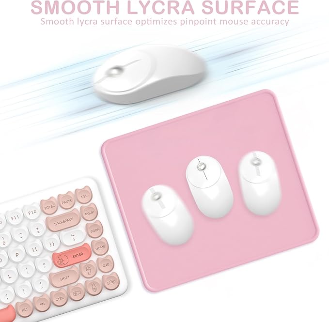 eulps Mouse Pad with Stitched Edge, Multiple Patterns Computer Mouse Pads with Non-Slip Rubber Base, Washable Cloth Mousepad, for Gaming, Laptop, PC (Pink)