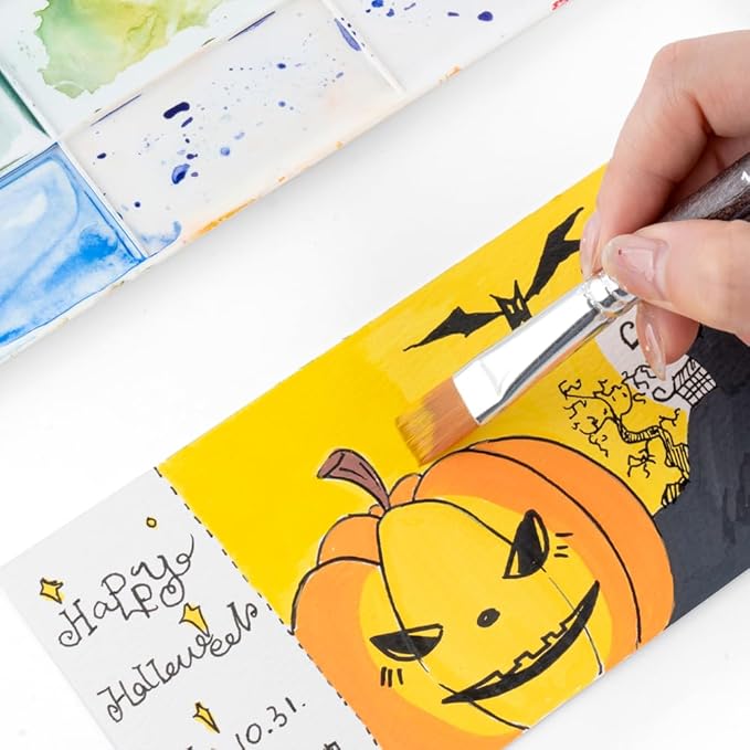 Transon Flat Paint Brush Set 3pcs for Acrylic Watercolor Gouache Oil and Body Painting