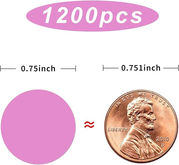 1200 Pieces 0.75 Inch Round Color Coding Label Garage Sale Stickers Blank Yard Sale Price Stickers Permanent Adhesive Dots, Easily Writable with Perforation Line (Pink)