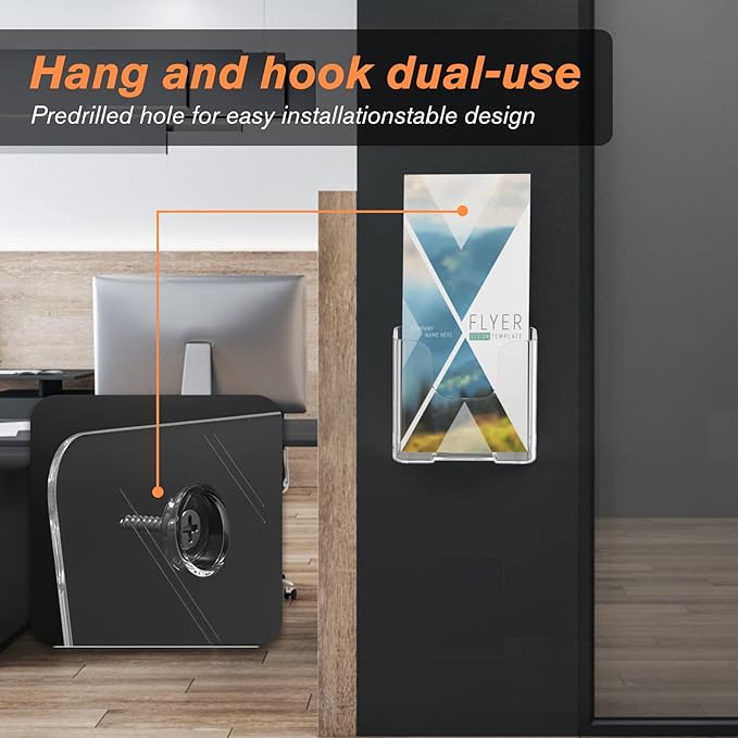 MaxGear Brochure Holder 4x9 inch, Acrylic Literature Holder Plastic Brochure Holder Pamphlet Holder Flyer Holder Rack Card Holder Literature Holders Plastic Display Stand, Desk or Wall Mount, 2 Pack