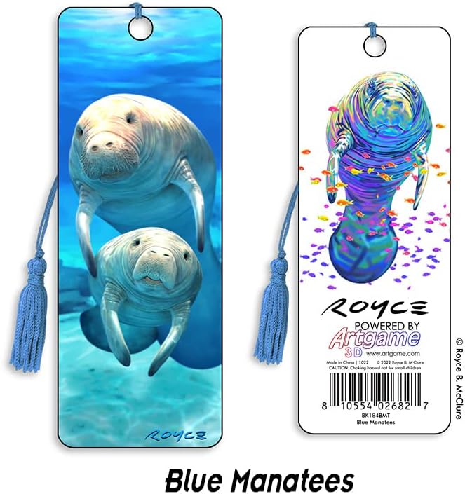3D Bookmarks Featuring The Artwork of Royce B Mcclure (Blue Manatees)