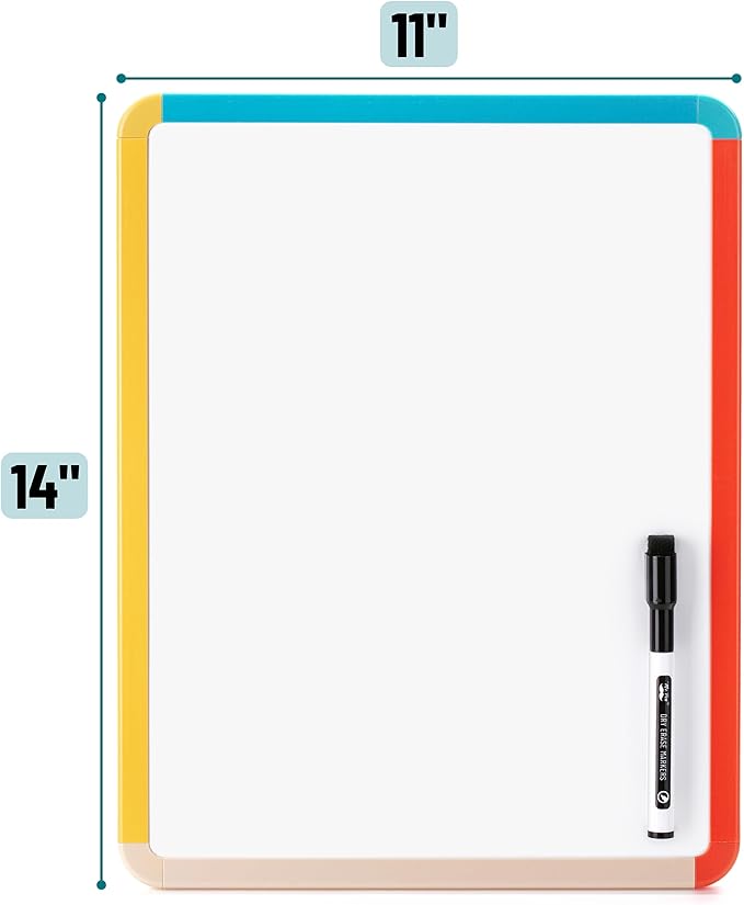 Mr. Pen- Dry Erase Board, 14” x 11” with a Black Dry Erase Marker, Colorful Frame, Small White Board, White Board for Kids, White Board for Students, Small Dry Erase Board, Mini White Board