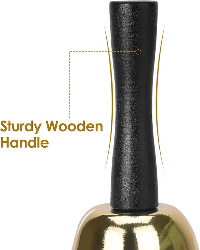 MROCO Gold Hand Bell, Steel Call Bell for Wedding, Adults, Dinner Bells for Food Line, Classroom Bells for Inside, Alarm, Jingles, Ringing
