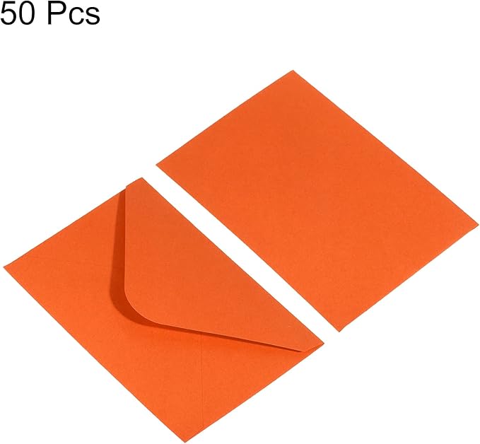 PATIKIL Mini Envelopes, 50 Pack Gift Cards Business Cards Envelope for Invitation Graduation, Orange